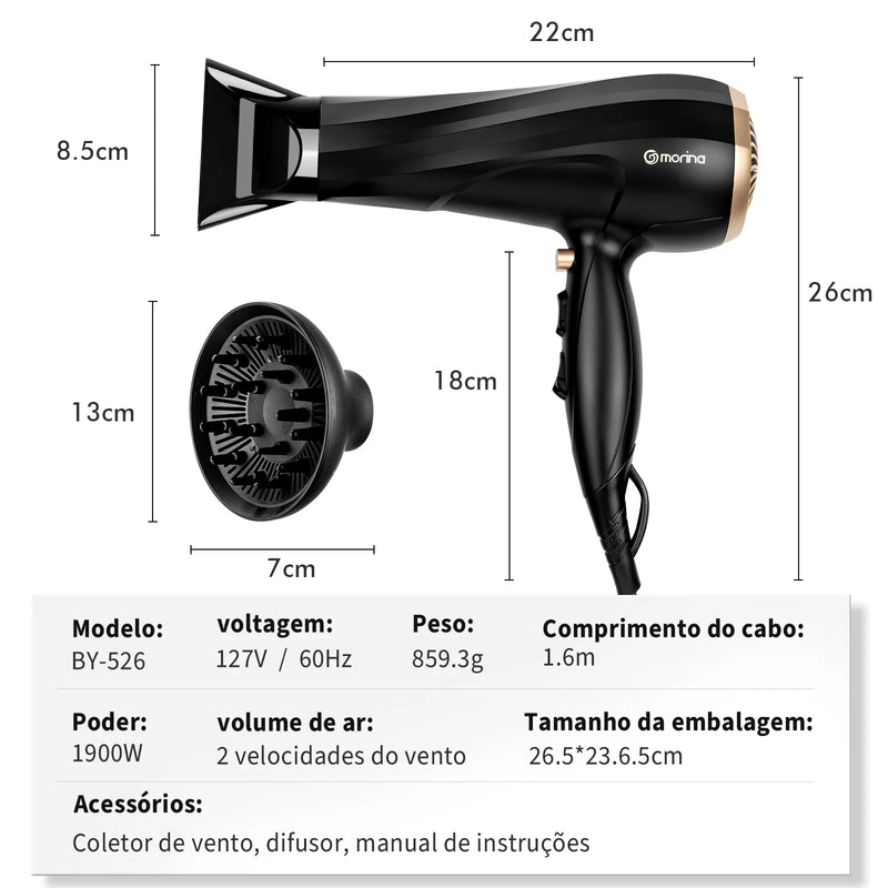 Secador profissional com difusor