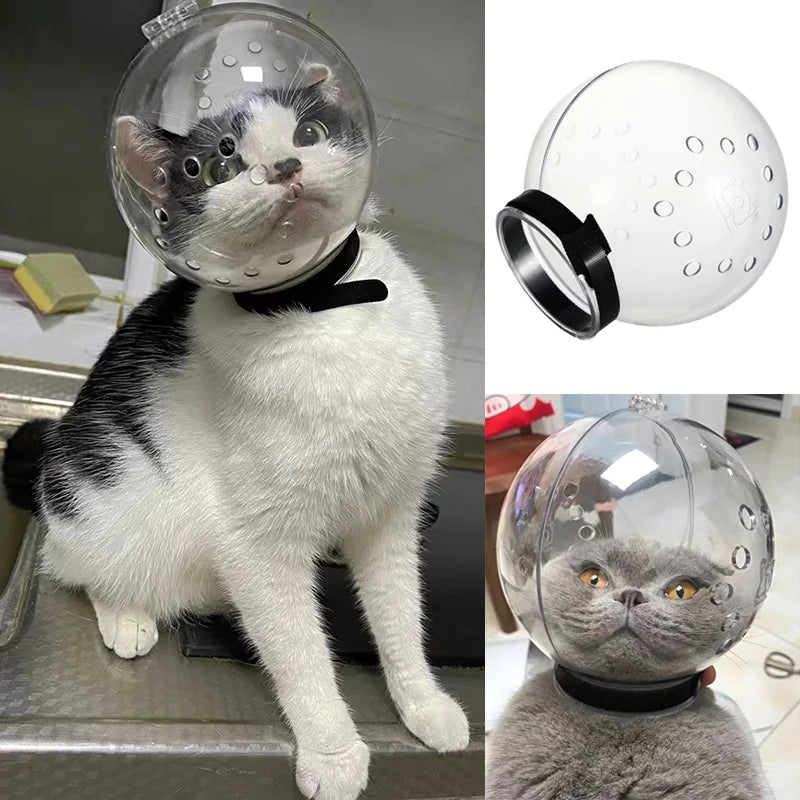 Bola espacial transpirable para el cuidado de gatos, cubierta para gatos, gatitos, máscara de bozal para mascotas, corte de uñas, baño, suministros de sombrero de seguridad antimordida