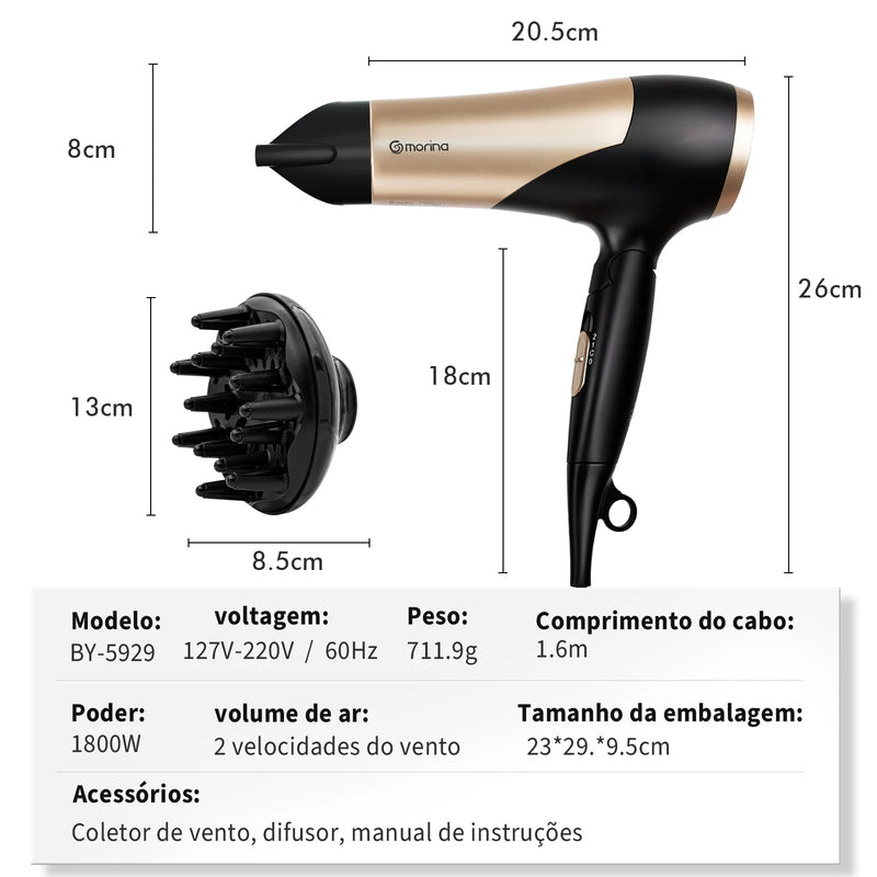 Secador profissional com difusor